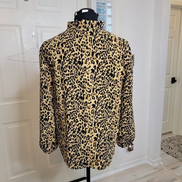 J.Crew Leopard Print Ruffle Neck Blouse Size S - Picture 6 of 8